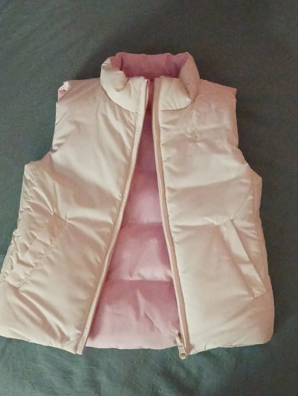 Girls Ralph Lauren Pink/Cream Quilted Reversible Puffer Vest